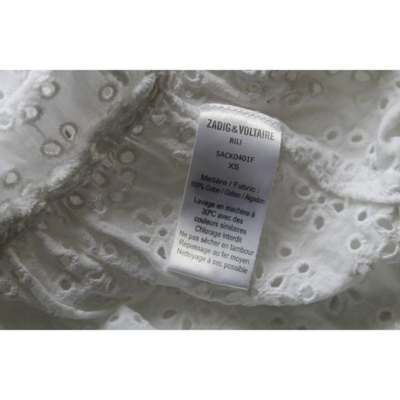 Zadig & Voltaire Rili Eyelet Ruffle Dress White / Size XS Cotton Tiered - Picture 5 of 7
